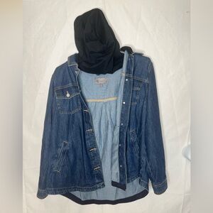 Torrid Blue Denim Jacket with Tan Stitching